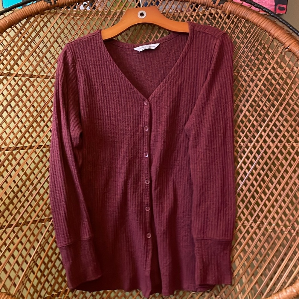 Alpine Design Long Sleeve Button Up Top - Red/Black Heather - Size M
